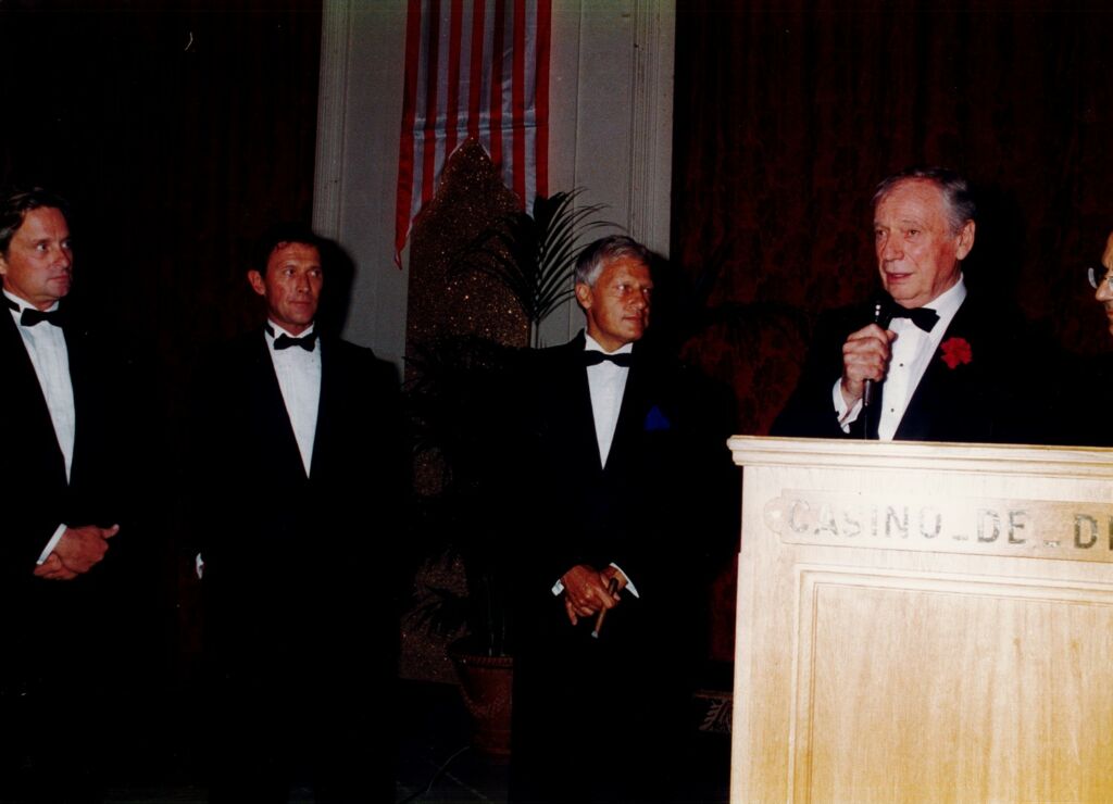 Michael Douglas , Roman Polanski , Lionel Chouchan , Yves Montand , André Halimi , ©Mario Gurrieri , DR